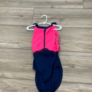 blue and pink sokali leotard